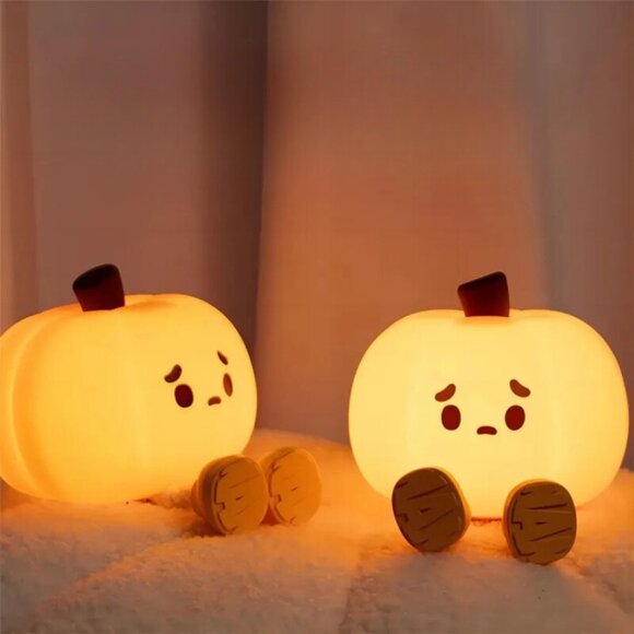 Rechargeable Halloween Pumpkin Night Light Cute Touch Dimmable Lamp - Picture 3 of 4